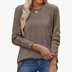 Cozy Ribbed Knit brown top